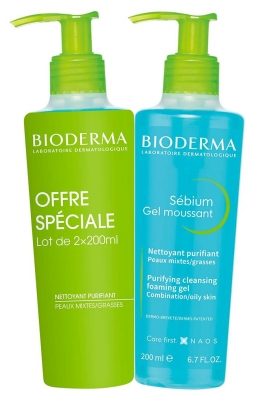 Gel Nettoyant Purifiant Sebium - Lot de 2 x 200 ml (à consommer de préférence avant le 30/06/2026)