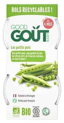 Purée de Petits Pois pour Bébé dès 4 Mois - Lot de 2 Pots Bio (à consommer de préférence avant le 23/07/2026)