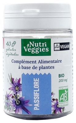 Nutriveggies Passiflore Bio 40 Gélules (à consommer de préférence avant le 01/09/2026)