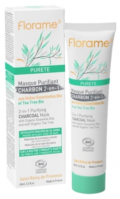 Masque Visage Purifiant Charbon Actif Bio - 65 ml (à consommer de préférence avant le 31/07/2026)