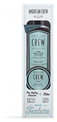American Crew Shampoing Fiber Précoiffant Nettoyant 250 ml + Cire Fiber Effet Mat Fixation Forte 50 g