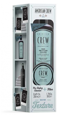 American Crew Shampoing Fiber Précoiffant Nettoyant 250 ml + Cire Fiber Effet Mat Fixation Forte 50 g