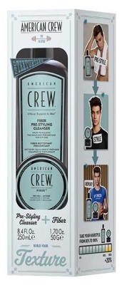 American Crew Shampoing Fiber Précoiffant Nettoyant 250 ml + Cire Fiber Effet Mat Fixation Forte 50 g