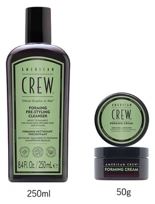 American Crew Shampoing Forming Précoiffant Nettoyant 250 ml + Forming Crème Brillance Naturelle Fixation Souple 50 g