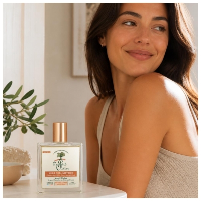 Le Petit Olivier Huile Sèche Sublimatrice aux 3 Huiles Argan Macadamia Amande Douce 100 ml