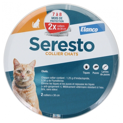Seresto Chat - Collier Anti-Puces et Anti-Tiques Pour Chats - 2 Colliers