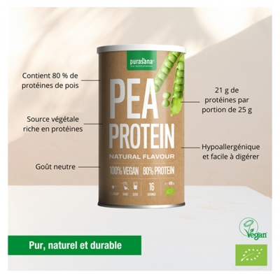Purasana Plant Protein Pois Naturel 400 g Bio
