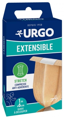 Urgo Protection Bande à Découper - Extensible Strech - Compresse Anti-Adhérente - 1Mx6Cm