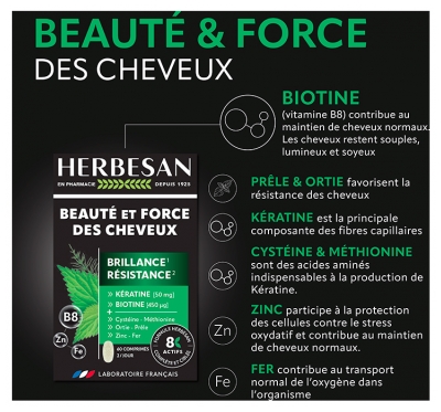 Herbesan Beauté & Force des Cheveux Brillance Résistance 60 Unités