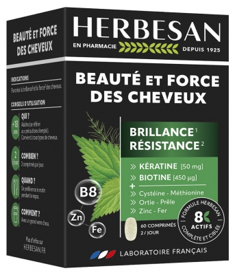 Herbesan Beauté & Force des Cheveux Brillance Résistance 60 Unités