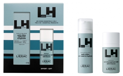 Lierac Homme Coffret Fluide Anti-Âge Global Visage & Yeux 50 ml + Déodorant Anti-Transpirant 48H Anti-Traces 50 ml Offert