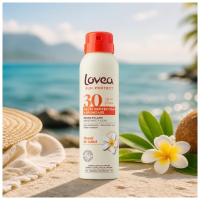 Lovea Brume Haute Protection & Bronzage Visage et Corps Monoï de Tahiti SPF30 150 ml
