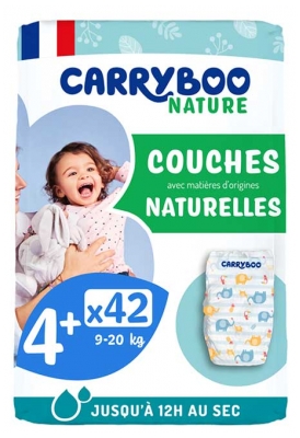 Carryboo Nature Couches Naturelles à Motif Taille 4+ (9-20Kg) - 42 Couches 