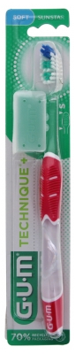 GUM Brosse à Dents Souple Technique+ 491 - Couleur : Rouge