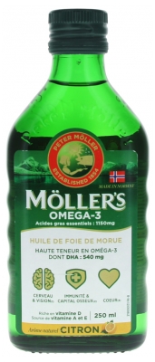 Möller's Mollers Huile de Foie de Morue Liquide Arôme Naturel Citron - 250 ml