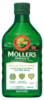 Möller's Mollers Huile de Foie de Morue Liquide Sans Arôme - 250 ml