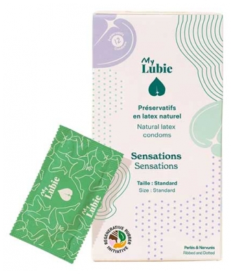 My Lubie Sensations Préservatifs Taille Standard en Latex Naturel 12 Préservatifs