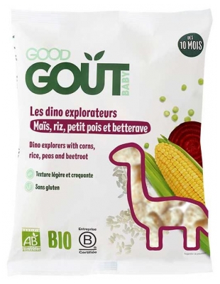Good Goût Les Dino Explorateurs Maïs Riz Petits Pois et Betterave Bio 35 g (à consommer de préférence avant le 08/09/2026)