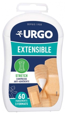 Urgo Protection Pansements - Extensible Strech - Compresse Anti-Adhérente - 60 Pansements
