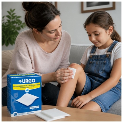 Urgo Compresses Stériles Non Tissées 10 cm x 10 cm 50 Sachets de 2 Compresses