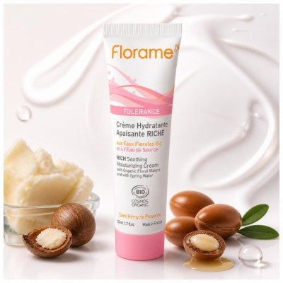 Florame Tolérance Crème Apaisante Hydratante Apaisante Riche Bio 50 ml