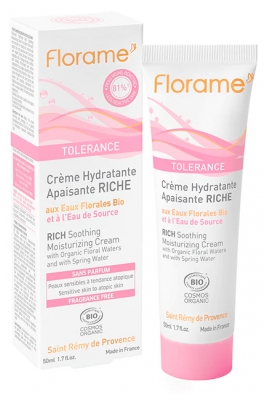 Florame Tolérance Crème Apaisante Hydratante Apaisante Riche Bio 50 ml