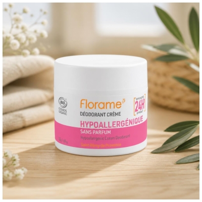 Florame Déodorant Crème 24H Hypoallergénique Bio 50 Grammes