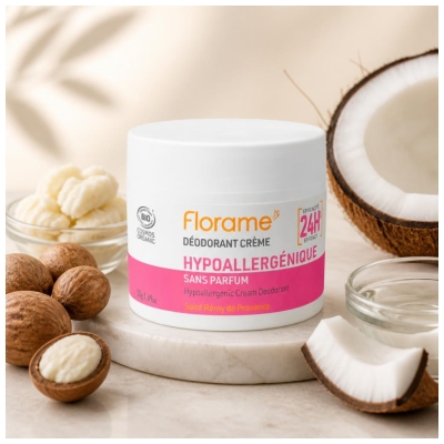 Florame Déodorant Crème 24H Hypoallergénique Bio 50 Grammes