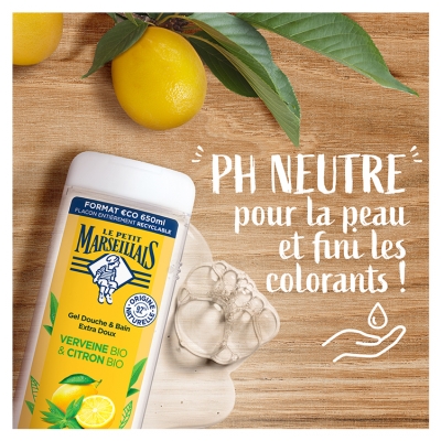 Le Petit Marseillais Gel Douche & Bain Extra Doux Citron & Verveine Bio 650 ml