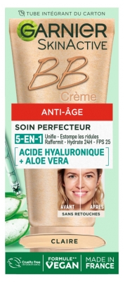Garnier SkinActive BB Crème Anti-Âge Acide Hyaluronique + Aloe Vera 5en1 SPF25 50 ml - Teinte : Claire