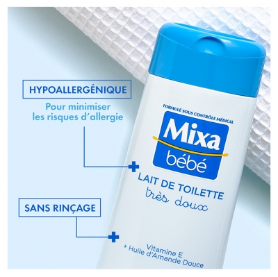 Mixa Bébé Lait de Toilette Hypoallergénique Très Doux 300 ml