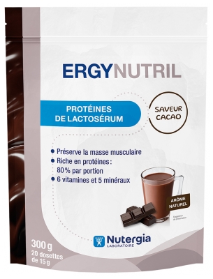 Nutergia Ergynutril Protéines de Lactosérum Arôme Naturel 300 g - Saveur : Cacao