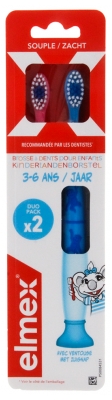Elmex 2 Brosses à Dents Souple de 3 à 6 Ans - Couleur : Rose et Bleu