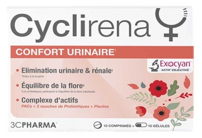 3C Pharma Cyclirena Confort Urinaire 15 Gélules + 15 Comprimés 