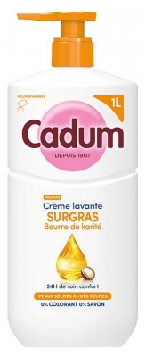 Cadum Crème Lavante Surgras Beurre de Karité Peaux Sèches à Très Sèches 1L