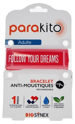 Parakito Anti-Moustiques Bracelet Rechargeable Adulte - Modèle : Good Vibes Fuschia