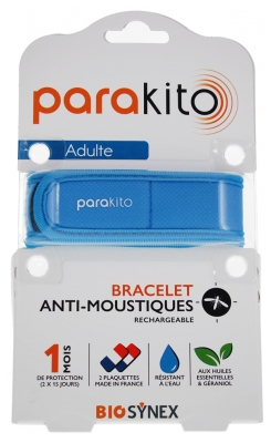 Parakito Anti-Moustiques Bracelet Rechargeable Adulte - Modèle : Color Bleu