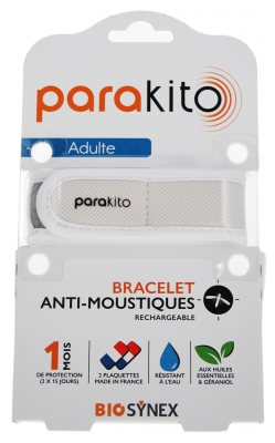 Parakito Anti-Moustiques Bracelet Rechargeable Adulte - Modèle : Color Blanc