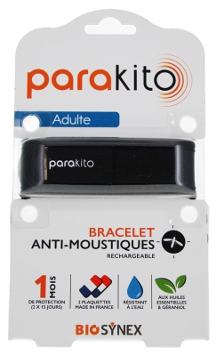 Parakito Anti-Moustiques Bracelet Rechargeable Adulte - Modèle : Color Noir