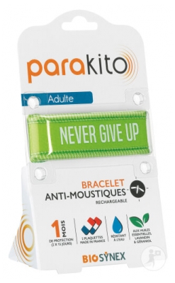 Parakito Anti-Moustiques Bracelet Rechargeable Adulte - Modèle : Good Vibes Vert