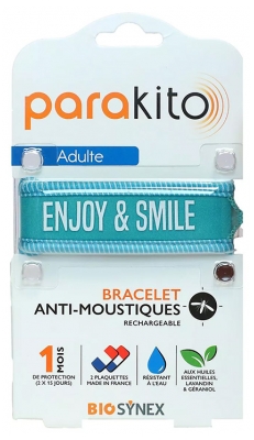 Parakito Anti-Moustiques Bracelet Rechargeable Adulte - Modèle : Good Vibes Bleu
