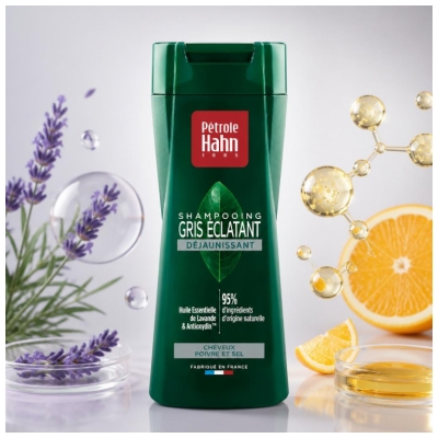 Pétrole Hahn Shampooing Gris Éclatant Déjaunissant Cheveux Poivre et Sel 250 ml