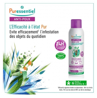 Puressentiel Anti-Poux Spray Environnement Efficacité 24H 150 ml