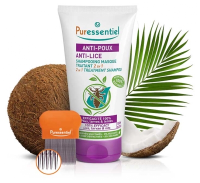 Puressentiel Shampooing Masque Traitant 2 en 1 Anti-Poux Avec Peigne - 150 ml