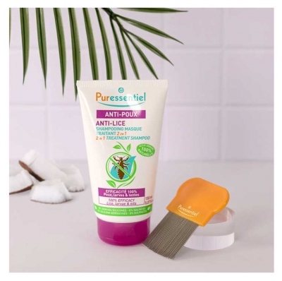 Puressentiel Shampooing Masque Traitant 2 en 1 Anti-Poux Avec Peigne - 150 ml