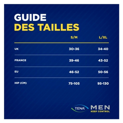 Tena Men Active Fit Pants Plus Taille L/XL Sous-Vêtements Absorbants 8 Unités