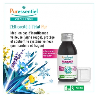 Puressentiel Circulation Solution Buvable Jambes Gonflées & Lourdes 125 ml