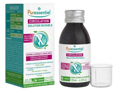 Puressentiel Circulation Solution Buvable Jambes Gonflées & Lourdes 125 ml