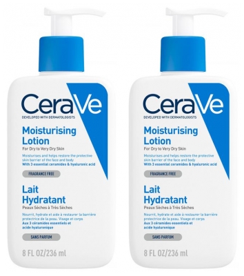 Lait Hydratant pour Peaux Sèches et Sensibles - Lot de 2 Flacons de 236 ml