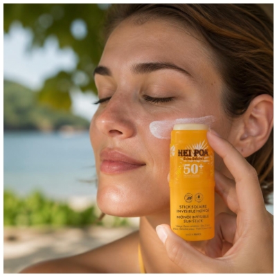 Hei Poa Stick Solaire Invisible Monoï Visage et Zones Sensibles SPF50+ 15 g